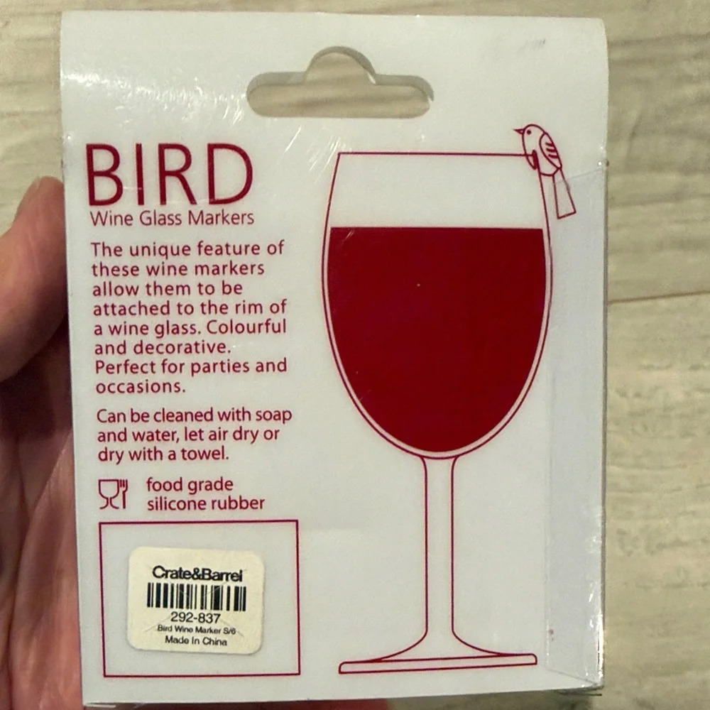 Crate and Barrel Bird Wine Glass Markers